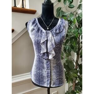 Banana Republic Women's Blue Polyester Round Neck Sleeveless Button Down Shirt S